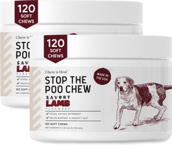Chew + Heal Roasted Lamb Stop The Poo Soft Chew Coprophagia & Digestive Supplement for Dogs, 240 count