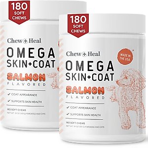 Chew + Heal Salmon Omega Skin & Coat Supplement for Dogs, 360 count