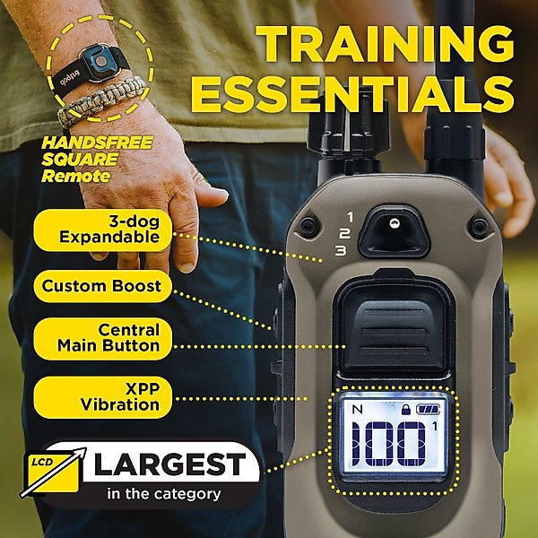 Show full view: Dogtra 1900X Handsfree Waterproof Vibration & Tone Remote Dog Training Collar, 13 to 20-in neck, Black slide 3 of 10
