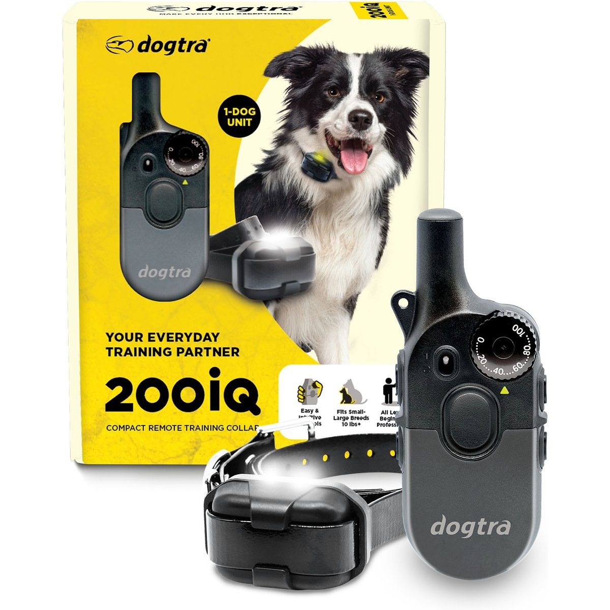 Dogtra 200iQ 1/2 Mile IPX9K Waterproof Vibration & Tone Rechargeable Remote Dog Training Collar, Black