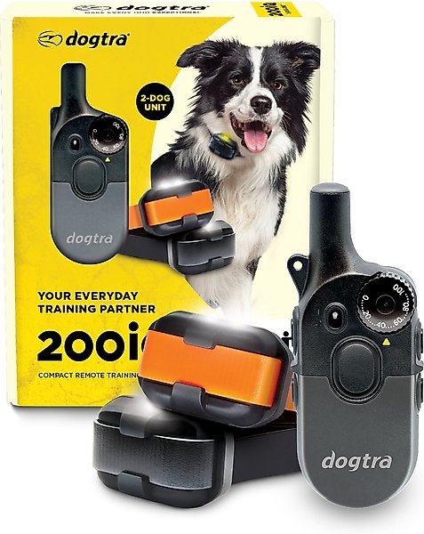 Show full view: Dogtra 200iQ 2-Dog 1/2 Mile IPX9K Waterproof Vibration & Tone Rechargeable Remote Dog Training Collar, Black & Orange slide 1 of 9