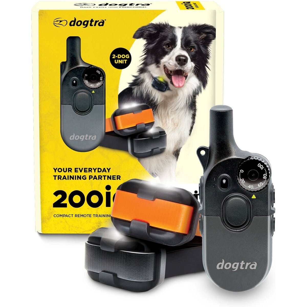 Dogtra 200iQ 2-Dog 1/2 Mile IPX9K Waterproof Vibration & Tone Rechargeable Remote Dog Training Collar, Black & Orange