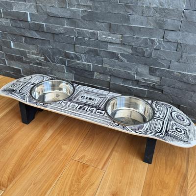 Show full view: Funky Flies BoomBox SkateBowls Stainless Steel Elevated Dog Bowls, 3-cup slide 2 of 9