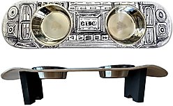 Funky Flies BoomBox SkateBowls Stainless Steel Elevated Dog Bowls, 3-cup