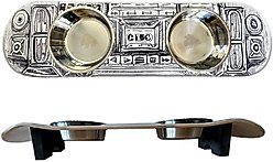 Funky Flies BoomBox SkateBowls Stainless Steel Elevated Cat Bowls, 3-cup