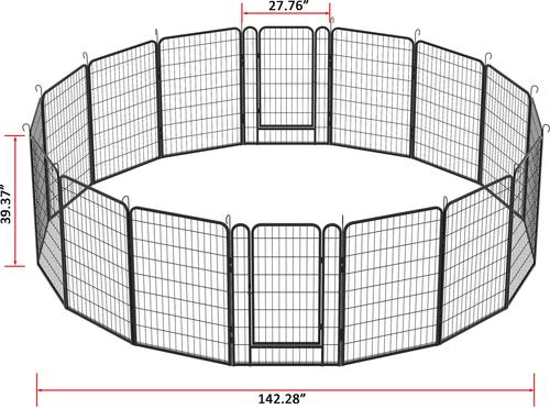 Show full view: Cesicia Outdoor 16-Panel Metal Dog Fence, Black slide 6 of 6