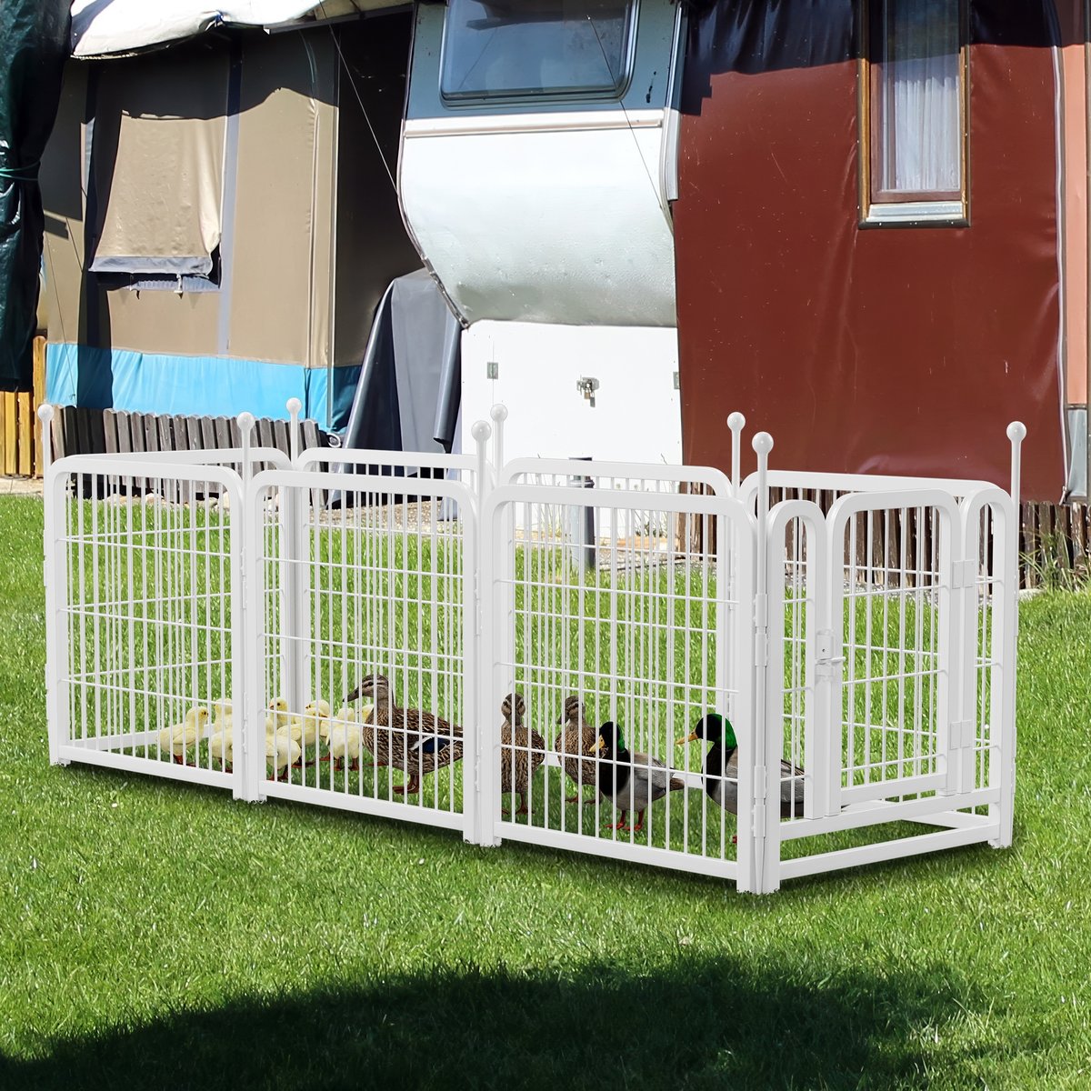 Cesicia Indoor & Outdoor Foldable Dog Playpen, White