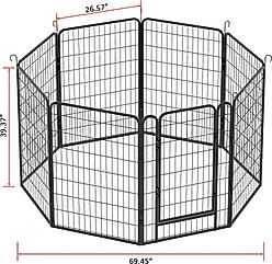 Zeus & Ruta Metal Dog Playpen with Door, Black, 39.37-in, 8 panel slide 2 of 6