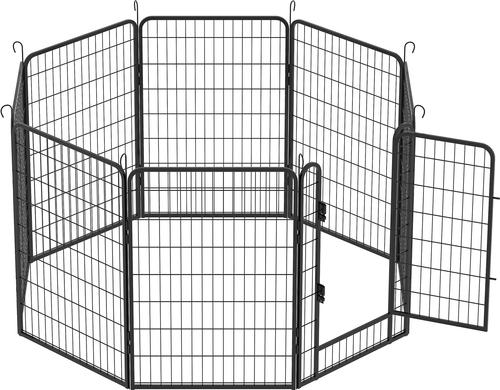 Show full view: Cesicia Indoor & Outdoor 8-Panel Metal Dog Fence, Black slide 6 of 8
