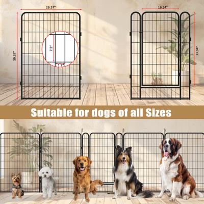 Show full view: Cesicia Indoor & Outdoor 8-Panel Metal Dog Fence, Black slide 3 of 8