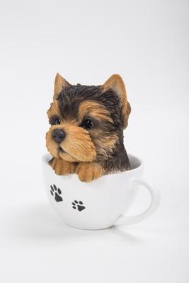 Show full view: Hi-Line Gift Teacup Yorkshire Terrier Puppy Statue, 6-in slide 3 of 7