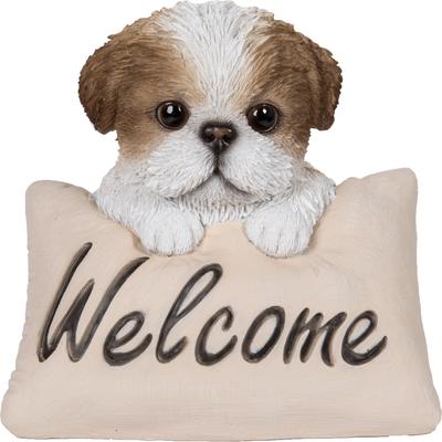 Show full view: Hi-Line Gift Shih Tzu Statue with Welcome Sign, 4.92-in slide 2 of 6