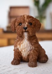 Hi-Line Gift Baby Cavapoo Statue, Chocolate, 5.91-in
