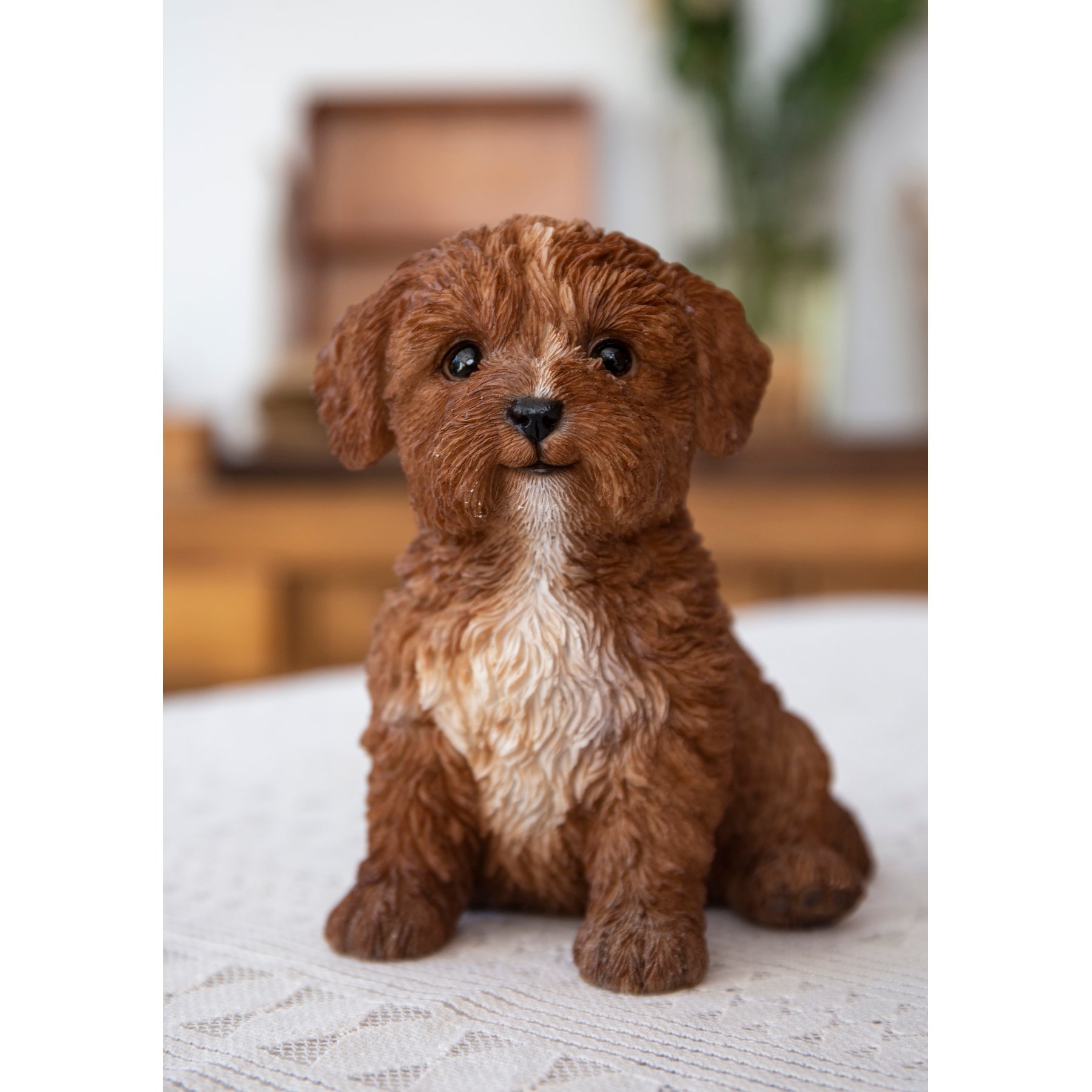 Hi-Line Gift Baby Cavapoo Statue, Chocolate, 5.91-in