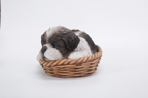 Show full view: Hi-Line Gift Wicker Basket Shih Tzu Puppy Statue, 6-in slide 6 of 8