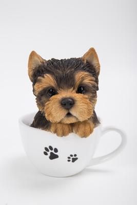 Show full view: Hi-Line Gift Teacup Yorkshire Terrier Puppy Statue, 6-in slide 2 of 7