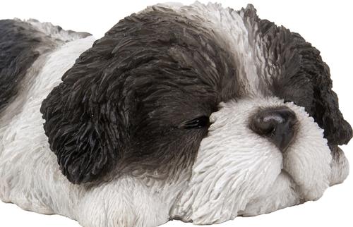 Show full view: Hi-Line Gift Black/White Shih Tzu Puppy Sleeping Statue slide 7 of 8