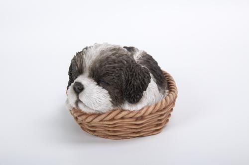Show full view: Hi-Line Gift Wicker Basket Shih Tzu Puppy Statue, 6-in slide 4 of 8