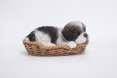 Show full view: Hi-Line Gift Wicker Basket Shih Tzu Puppy Statue, 6-in slide 3 of 8