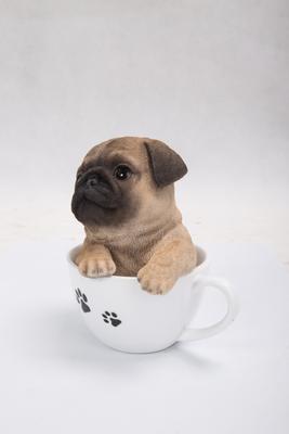 Show full view: Hi-Line Gift Teacup Pug Puppy Statue, 5.75-in slide 3 of 7