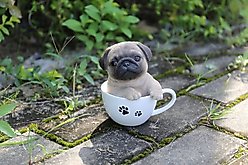 Hi-Line Gift Teacup Pug Puppy Statue, 5.75-in