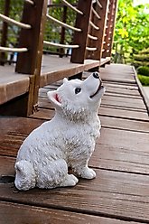 Hi-Line Gift Howling American Eskimo Puppy Statue, 6.61-in