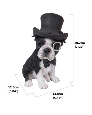 Show full view: Hi-Line Gift Boston Terrier Statue with Top Hat, Spectacle, & Bow Tie, 8-in slide 6 of 6