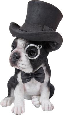 Show full view: Hi-Line Gift Boston Terrier Statue with Top Hat, Spectacle, & Bow Tie, 8-in slide 3 of 6