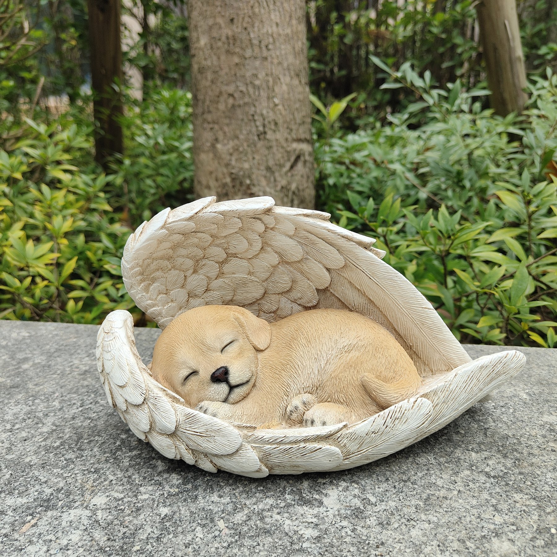Hi-Line Gift Angel Dog Statue Memorial Figurine, 8-in