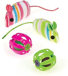 Savvy Tabby Stripe Mice & Jingle Ball Cat Toy with Catnip, 4 count slide 2 of 2