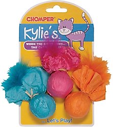 Kylie's Brights Paper Ball Rattlers with Feather Cat Toy, 3 count slide 2 of 2