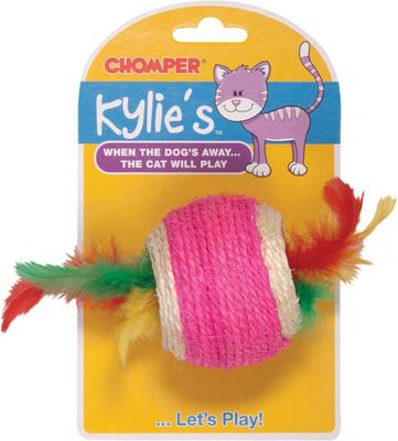 Show full view: Kylie's Brights Jute Ball with Feather Middle Cat Toy slide 2 of 2