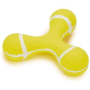 Zanies Triple Knob Tennis Ball Dog Chew Toy, Yellow, 6.75-in