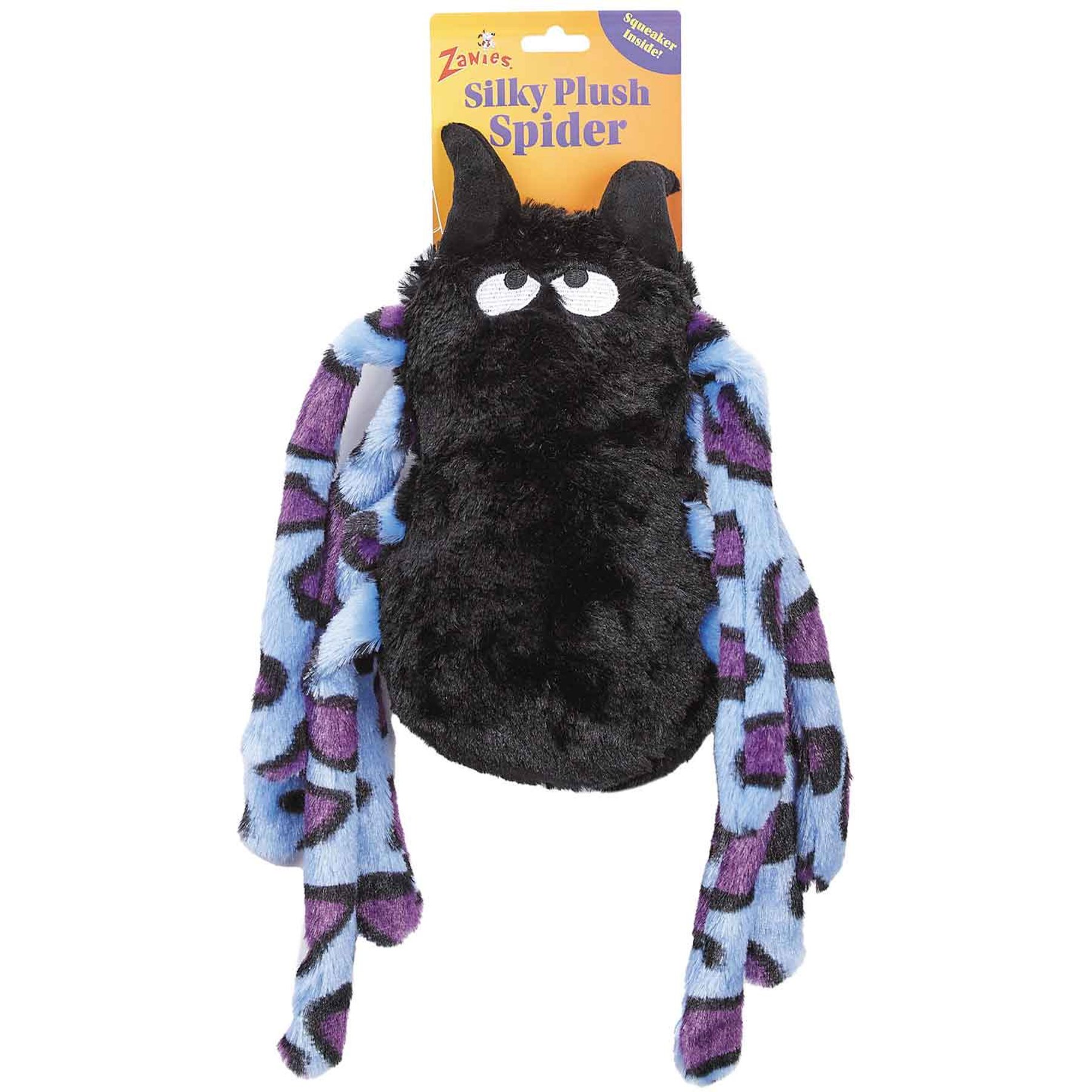 Zanies Silky Plush Spider Squeaky Dog Chew Toy