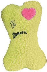 Zanies Embroidered Berber Bone Squeaky Dog Chew Toy, 8-in, Green