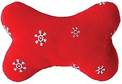 Zanies Blizzard Bone Squeaky Dog Chew Toy, 7.25-in, Red
