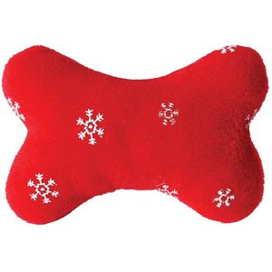 Zanies Blizzard Bone Squeaky Dog Chew Toy, 7.25-in, Red
