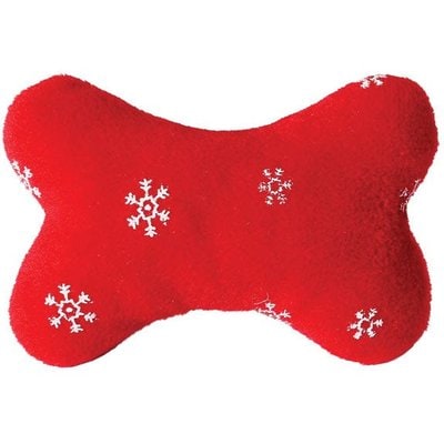 Zanies Zanies Blizzard Bone Squeaky Dog Chew Toy, 7.25-in, Red