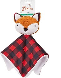 Zanies Buffalo Check Fox Puppy Blanket Squeaky Dog Chew Toy