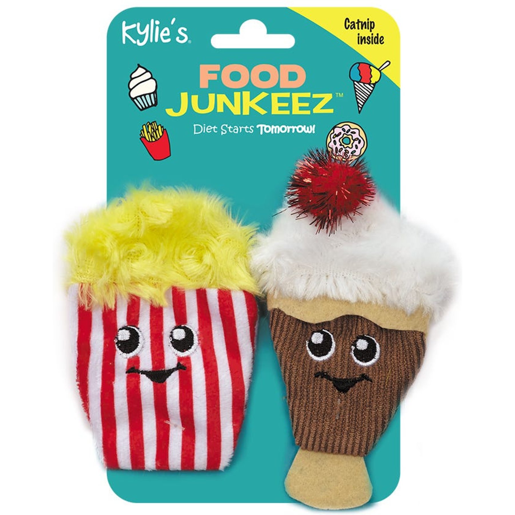 Kylie's Brights CFJ Popcorn & Milkshake Cat Toy, 2 count