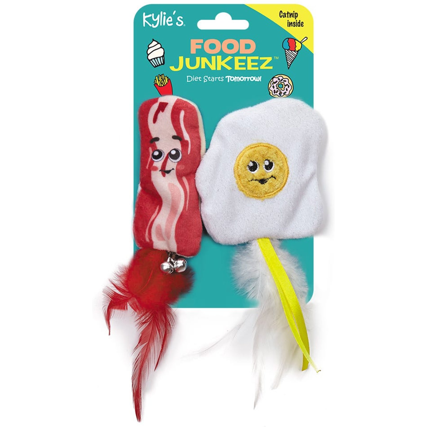 Kylie's Brights CFJ Bacon & Eggs Cat Toy, 2 count