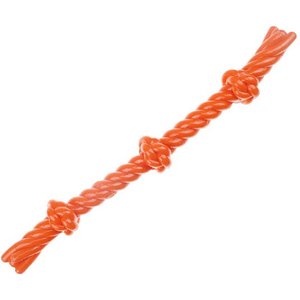Infinity TPR 3-Knot TPR Rope Dog Tug Toy, Orange