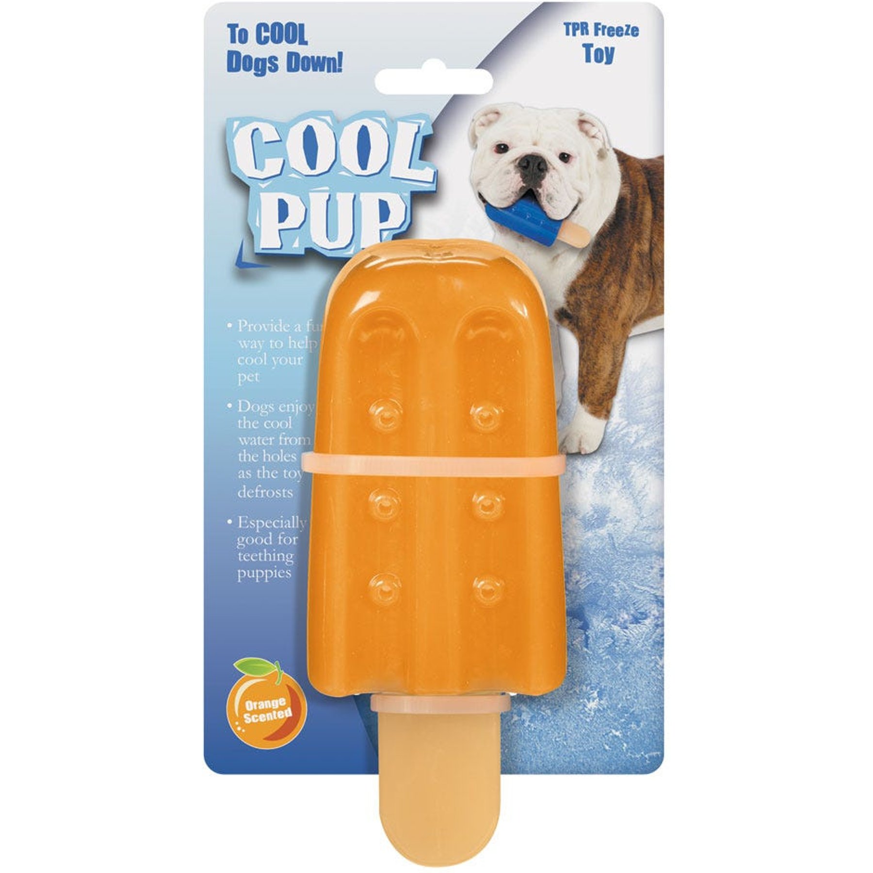 Cool Pup Toy Popsicle Dog Chew Toy, Orange, Large