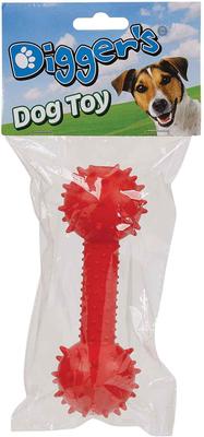 Show full view: Digger's Spiked TPR Dumbbell with Bell Dog Chew Toy slide 2 of 3