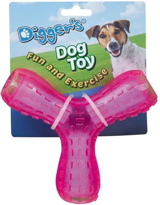 Show full view: Digger's Giggle Wish Bone Dog Chew Toy, Pink slide 3 of 4