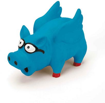 Show full view: Digger's Flying Grunting Pig Dog Chew Toy, Blue slide 2 of 3