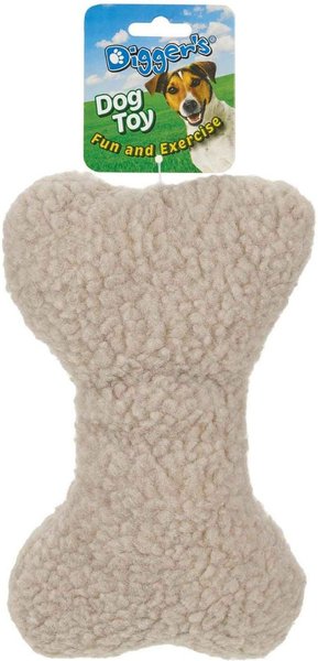 Digger's Bone-Woolly Squeaky Plush Dog Toy 9-in