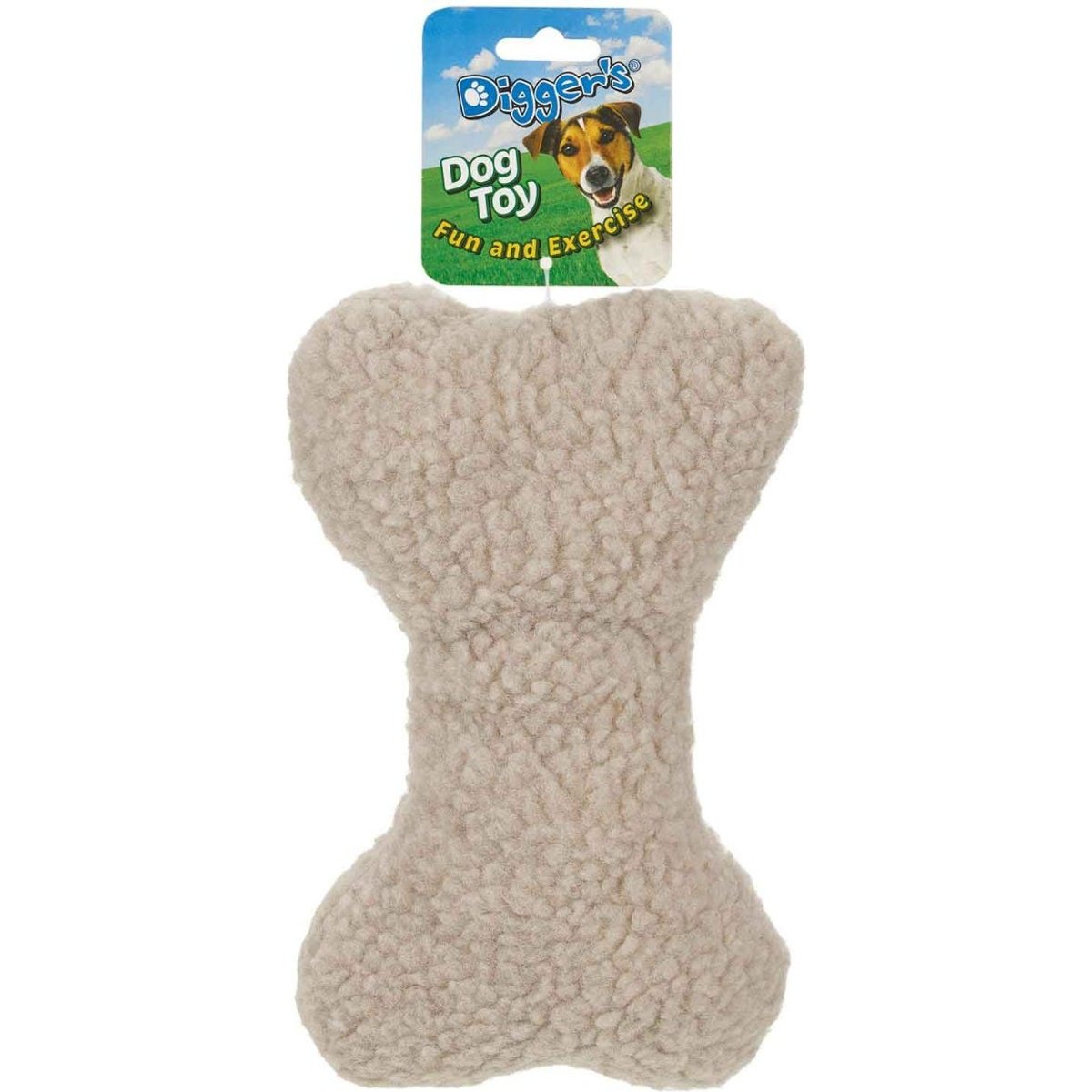 Digger's Bone-Woolly Squeaky Plush Dog Toy 9-in