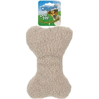 Digger's Digger's Bone-Woolly Squeaky Plush Dog Toy 9-in
