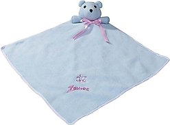 Zanies Snuggle Bear Blanket Squeaky Dog Chew Toy, Blue